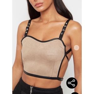 Buckle detail, faux suede crop top